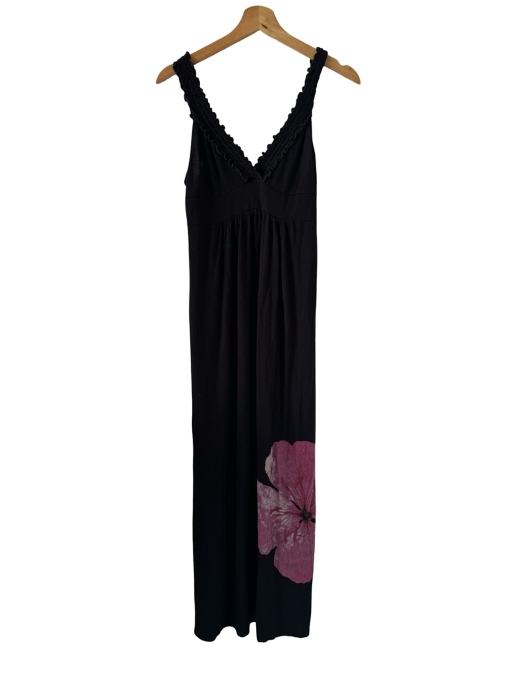 Black Maxi Hibiscus Sun Dress